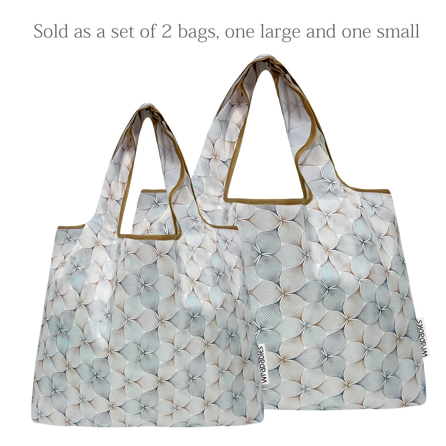 2 PCS Large Small Foldable Tote Nylon Reusable Grocery Bag Shopping Carrier