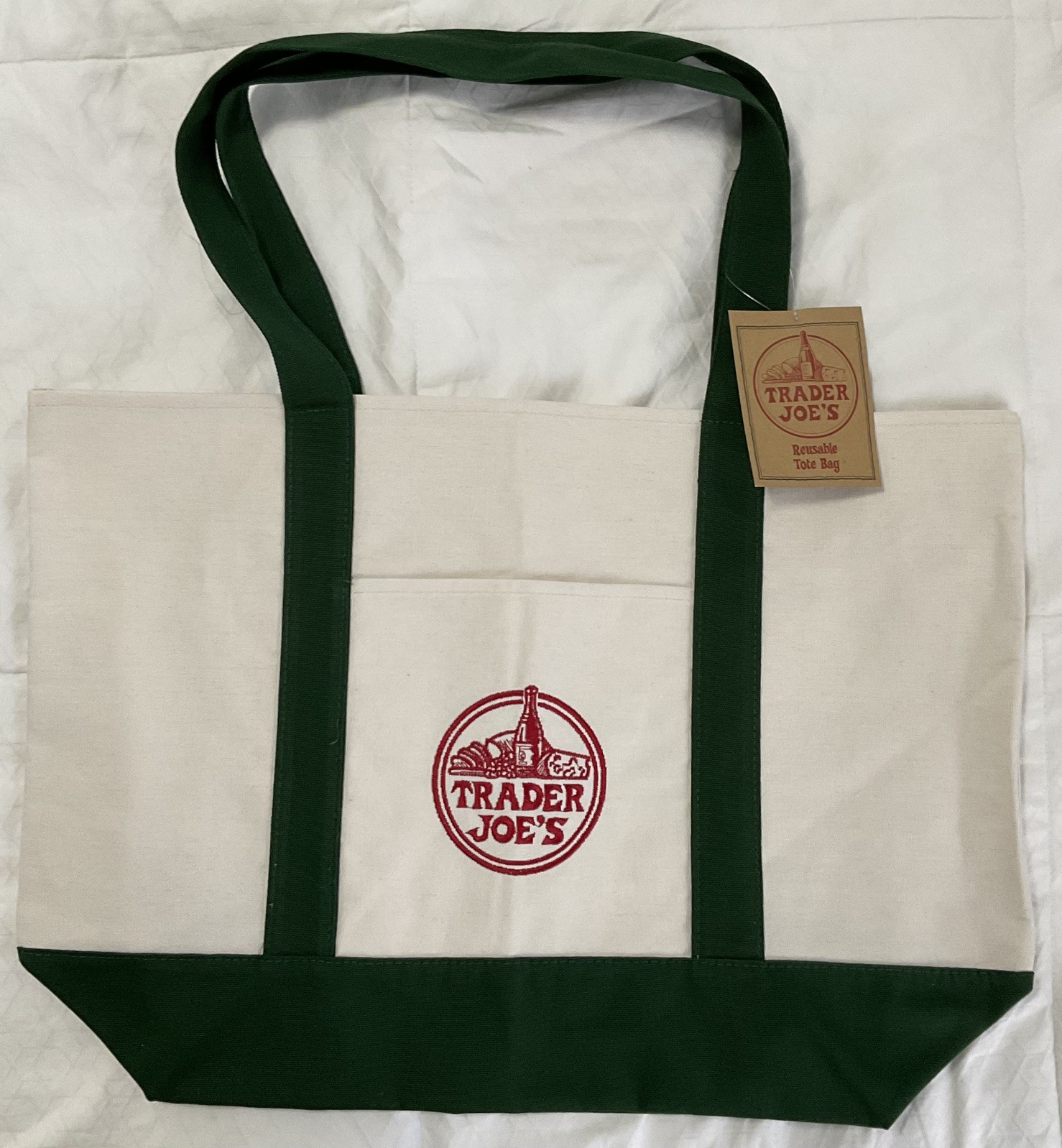 NEW, Trader Joe’s Viral Large Green Canvas Tote Bags-Lot of 4