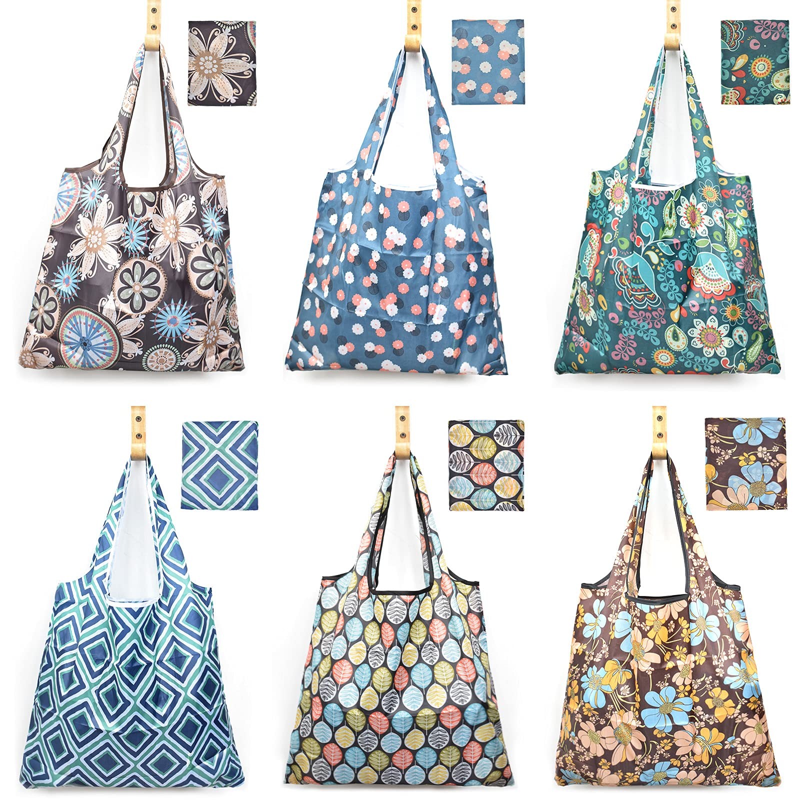 6 Pcs Reusable Grocery Bags Xlarge 50lbs Foldable Grocery Shopping Bags Washable