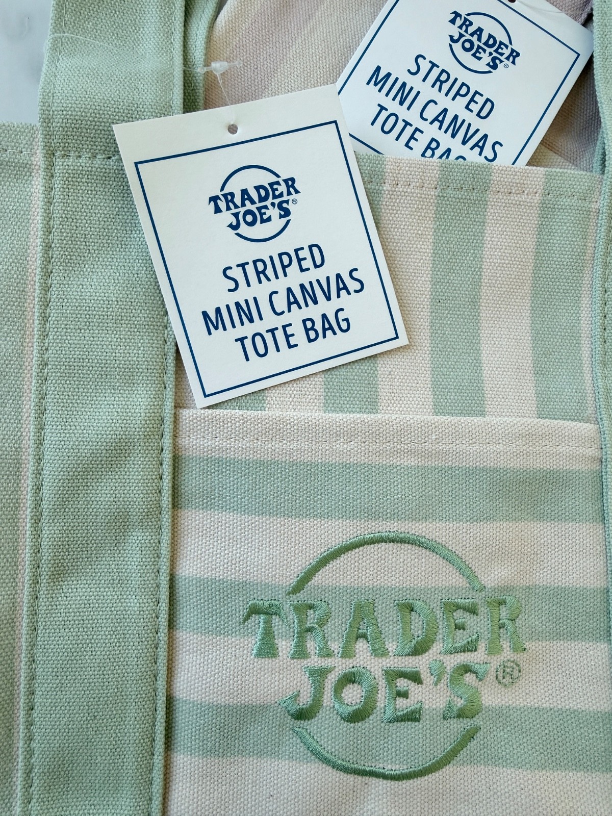 Trader Joe’s Mini Pastel Stripe Canvas Tote Bags Set of 4 Limited Edition NWT
