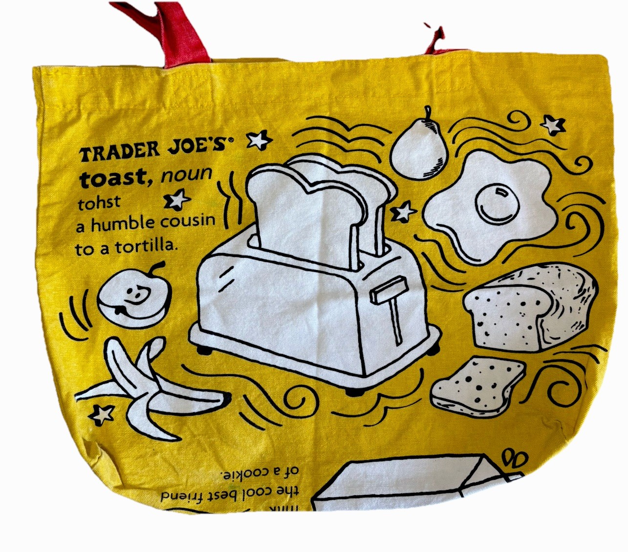 Trader Joes Reusable Canvas Shopping Tote Bag Breakfast Waffles Coffee Toast USA