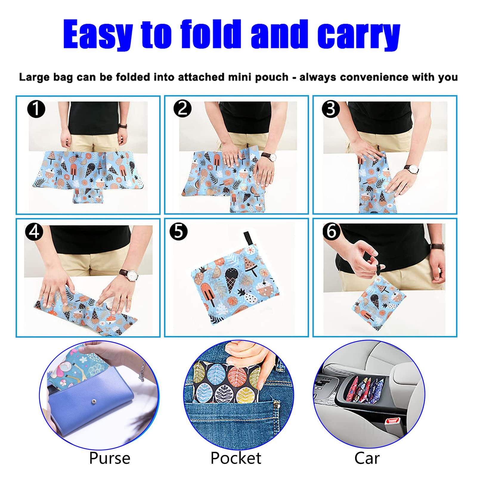 9 Pack Reusable Grocery Bags Foldable Shopping Bags Heavy Duty Envirosax Bags Wa