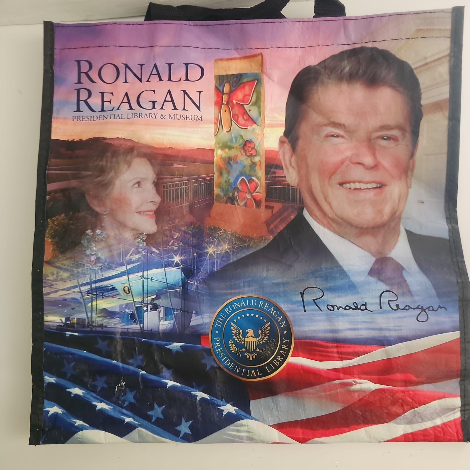 Ronald Reagan Reusable Shopping Tote Bag Size 5x15x15″ Presidential Library