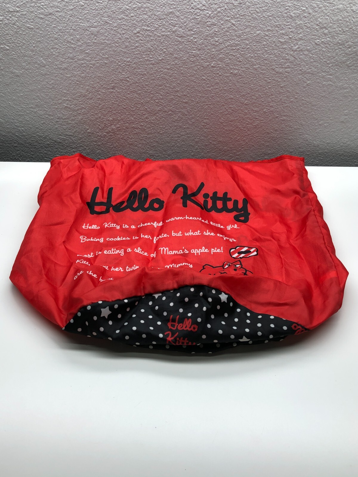 Hello Kitty Eco Bag Red Lightweight Reusable Foldable Shopping Tote 13″x17″