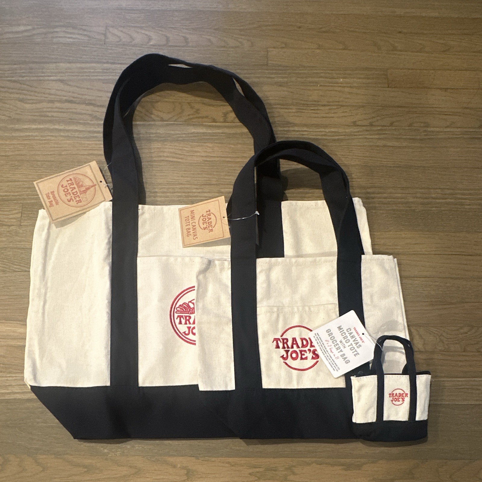 Navy Trader Joe’s Reusable Tote Shopping Bag Classic Mini Micro