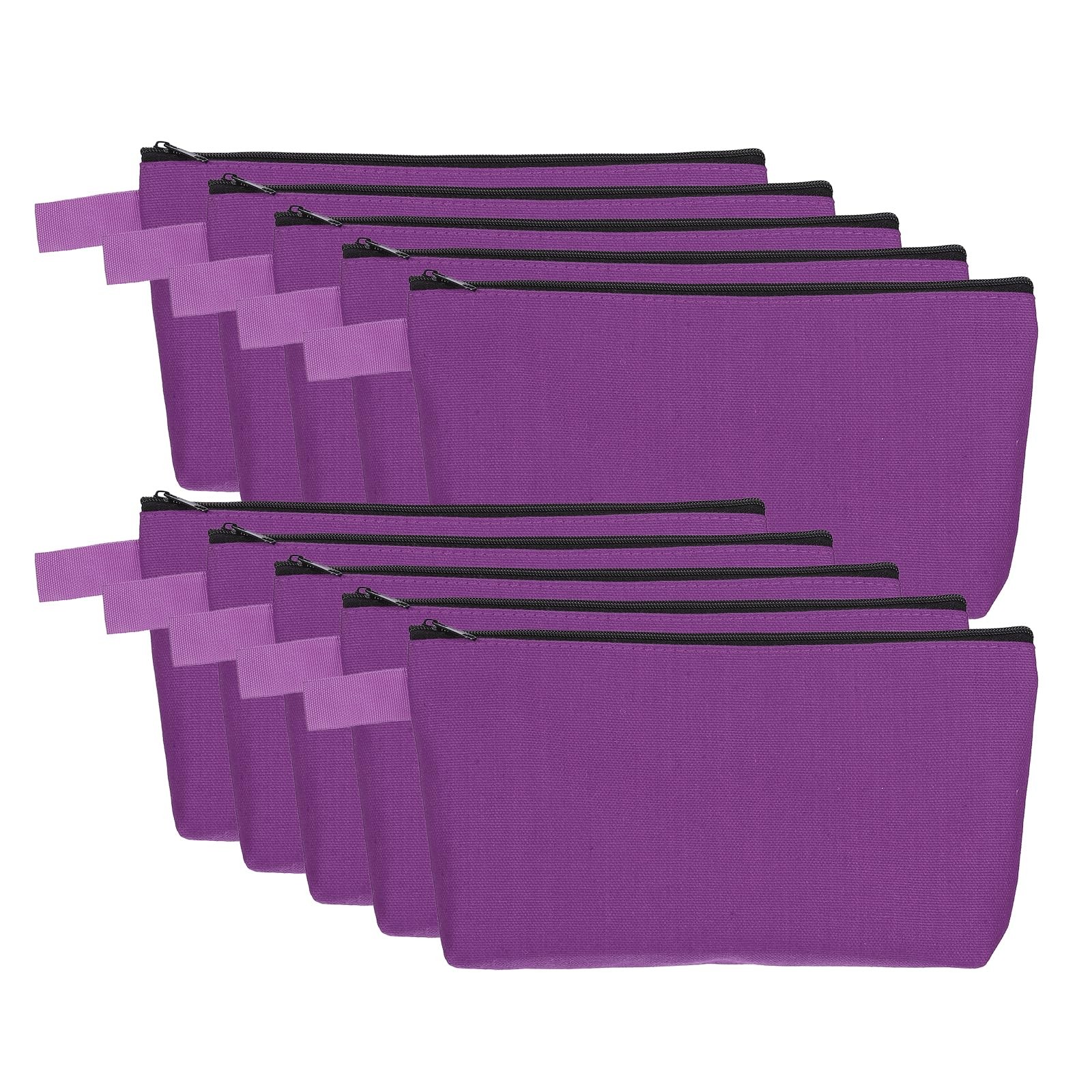 uxcell Canvas Makeup Bags, 10 Pcs Travel Cosmetic Bags Bulk, Purple