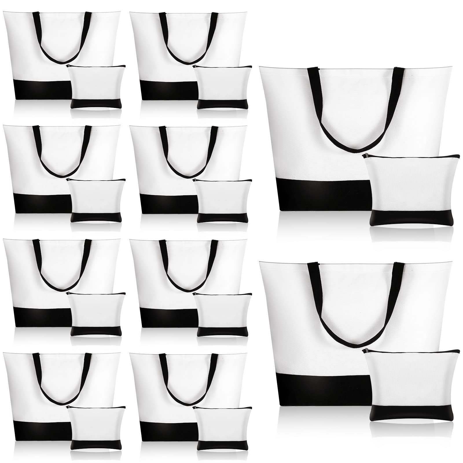 20 Pcs Large Blank Canvas Tote Bags and Makeup Bags Blank Reusable Grocery Lu…