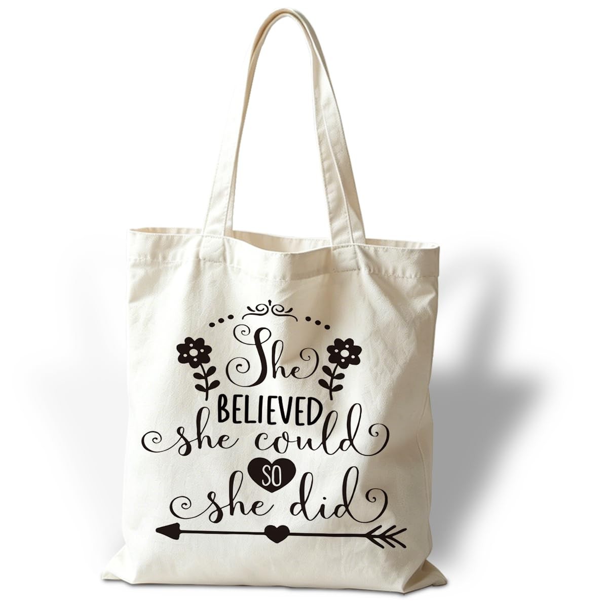 Canvas Tote Bag for Women, She Believed She Could so She did Shoulder Tote Ba…