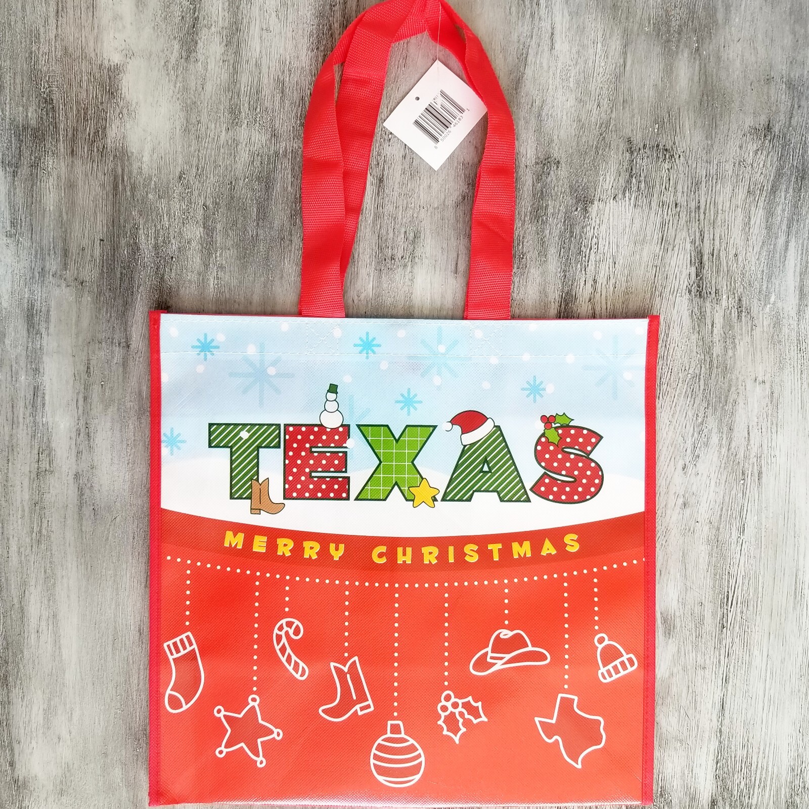 Reusable Shopping Grocery Tote Bags “Merry Christmas” Holiday Texas 2 Set New