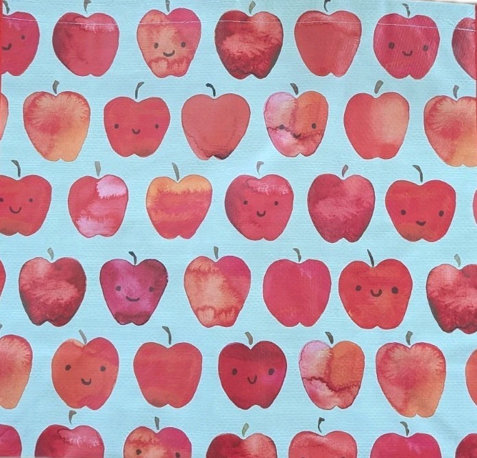 TJ MAXX Large Shopping Tote Bag Smiling Apples Reusable Eco Friendly NEW NWT