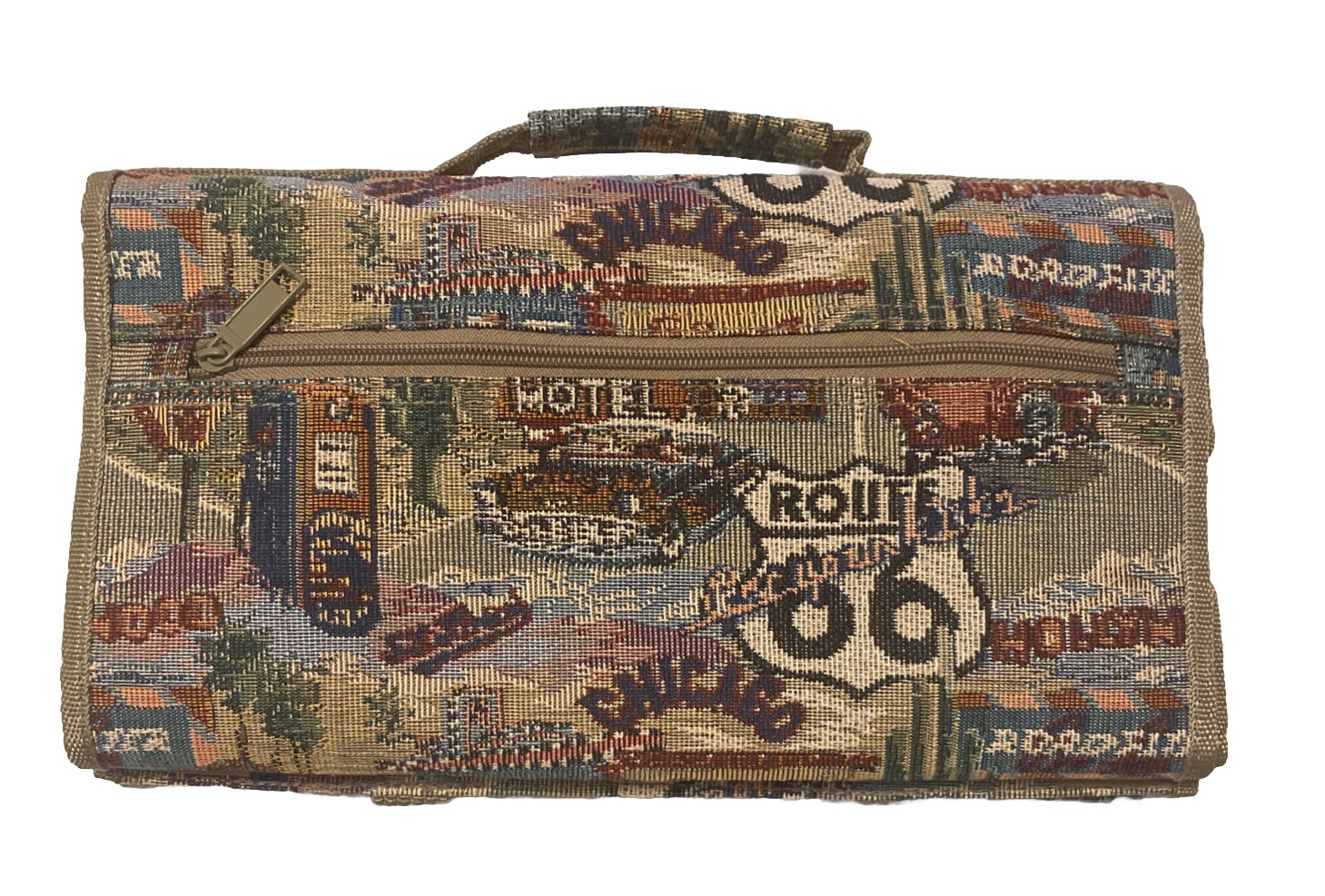 Rolling Shopping Cart Foldable Tote on Wheels Route 66 Tapestry Bag