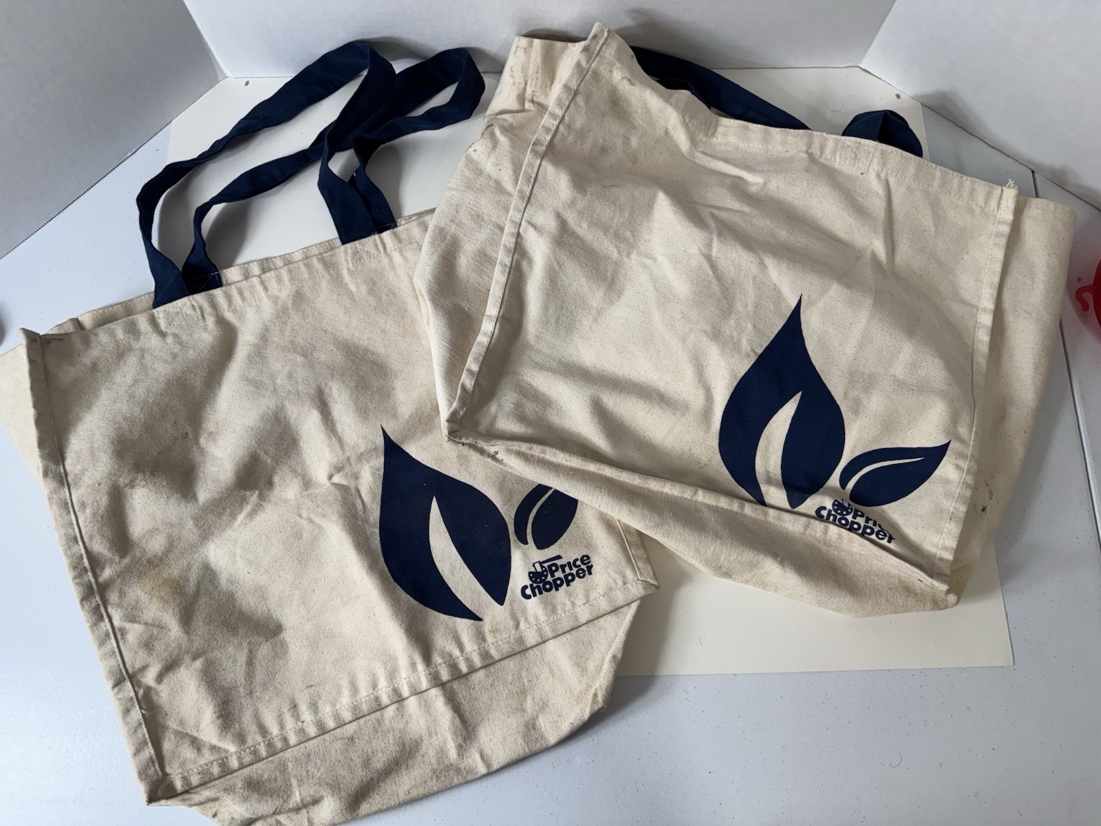 2x Vintage Price Chopper Canvas Grocery Tote Bag Shopping Reusable Market 32 VTG