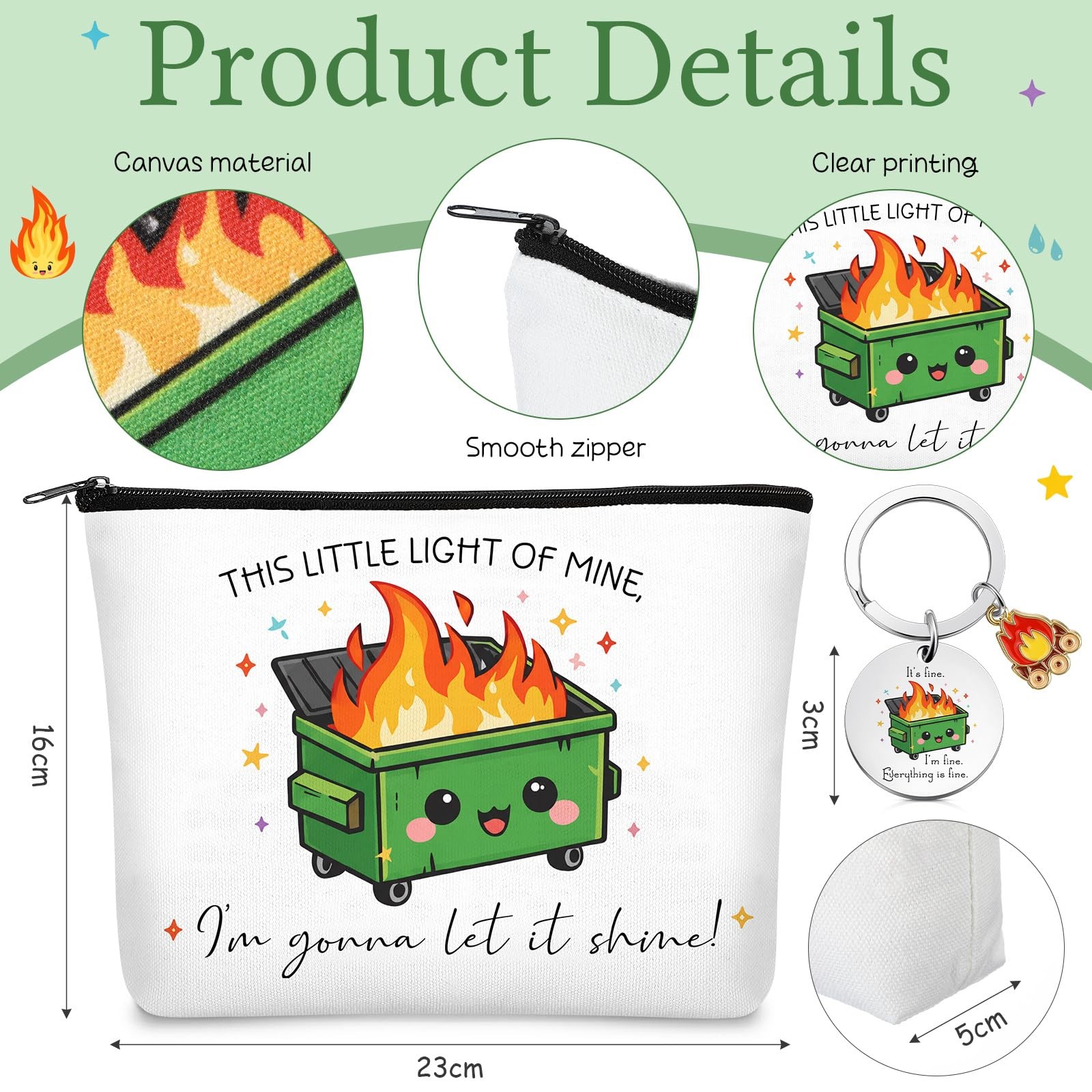 Sunnymove 5 Pcs Dumpster Fire Gifts Set for Women 15 x 16 x 3 inches, White