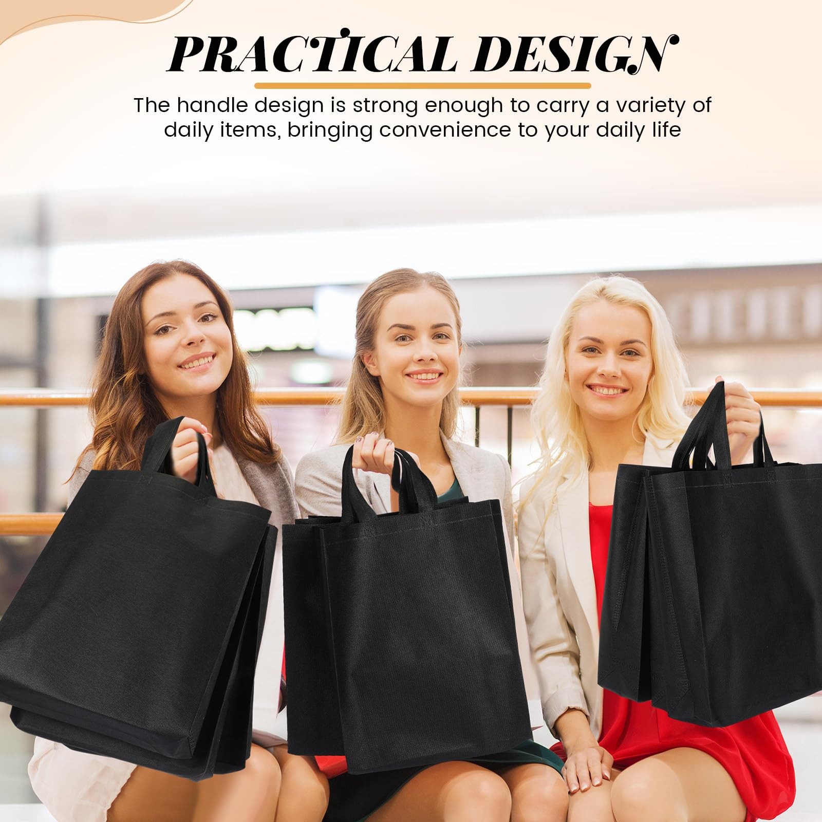 80 PCS Non Woven Tote Bags Bulk Large Reusable Gift Bag 15×11.8×4 Inches