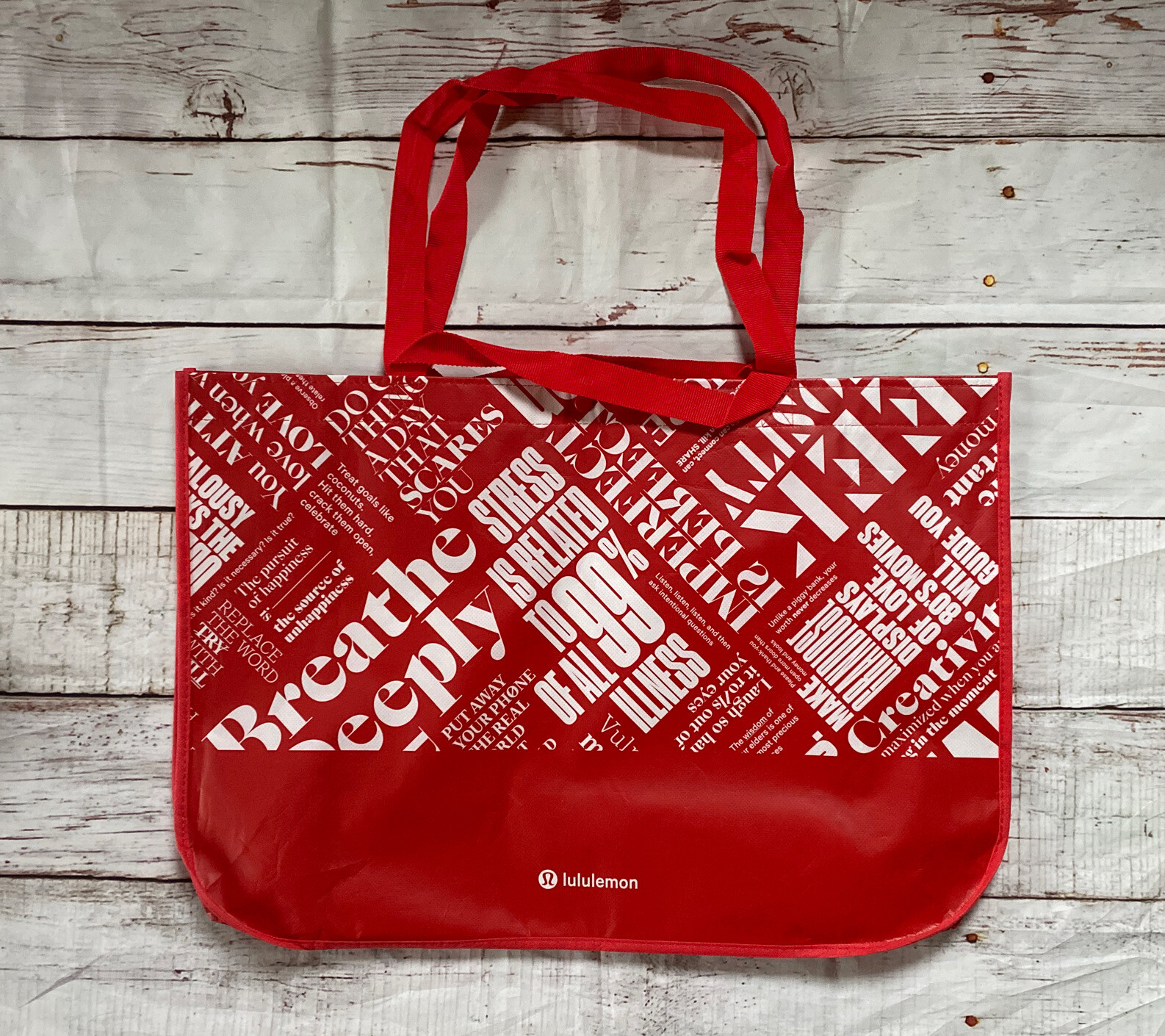 EXTRA LARGE Lululemon Reusable Shopping Bag – Manifesto Red White