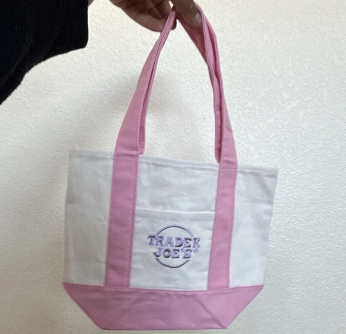 Trader Joe’s Mini Canvas Tote Bag Set Multicolor Pink Purple Blue Green Foldable
