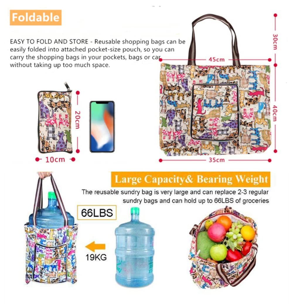 Reusable Grocery Shopping Bags Set of 2 Recycling Shopping Totes with Long Ha…