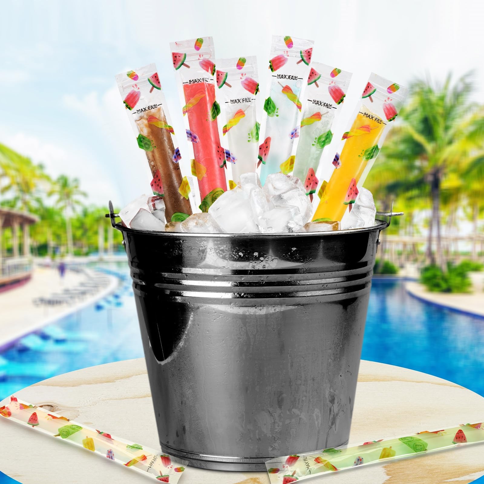 Yiyiring 300 Pcs Disposable Ice Pop Mold 11 x 2 inches, as the picture shown