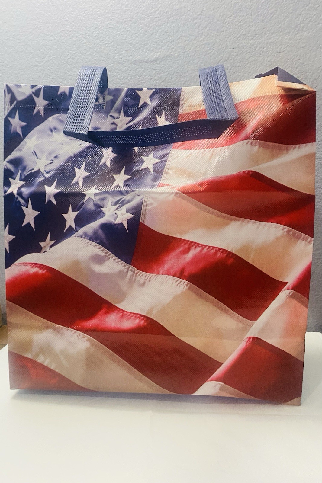 Reusable Foldable Plastic Shopping Bag Multicolor American Flag Pattern