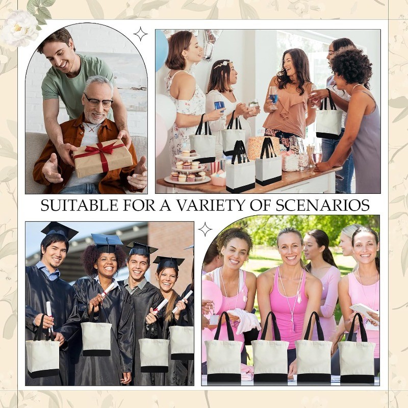 24 Pack Mini Canvas Tote Bag 8” x 4” x 10” Small Sublimation Blank Canvas