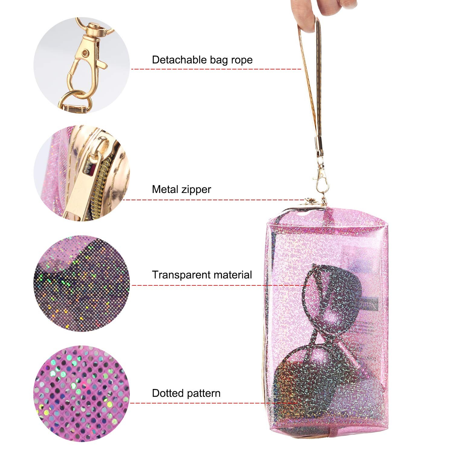 YANGROW 4Pcs Waterproof Cosmetic Bags PVC Transparent Small (4 Count), clear