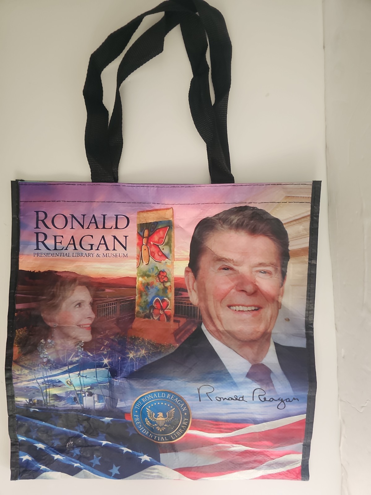Ronald Reagan Reusable Shopping Tote Bag Size 5x15x15″ Presidential Library