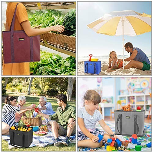 BALEINE 3Pk Reusable Grocery Bags, Foldable Shopping Bags for Groceries with