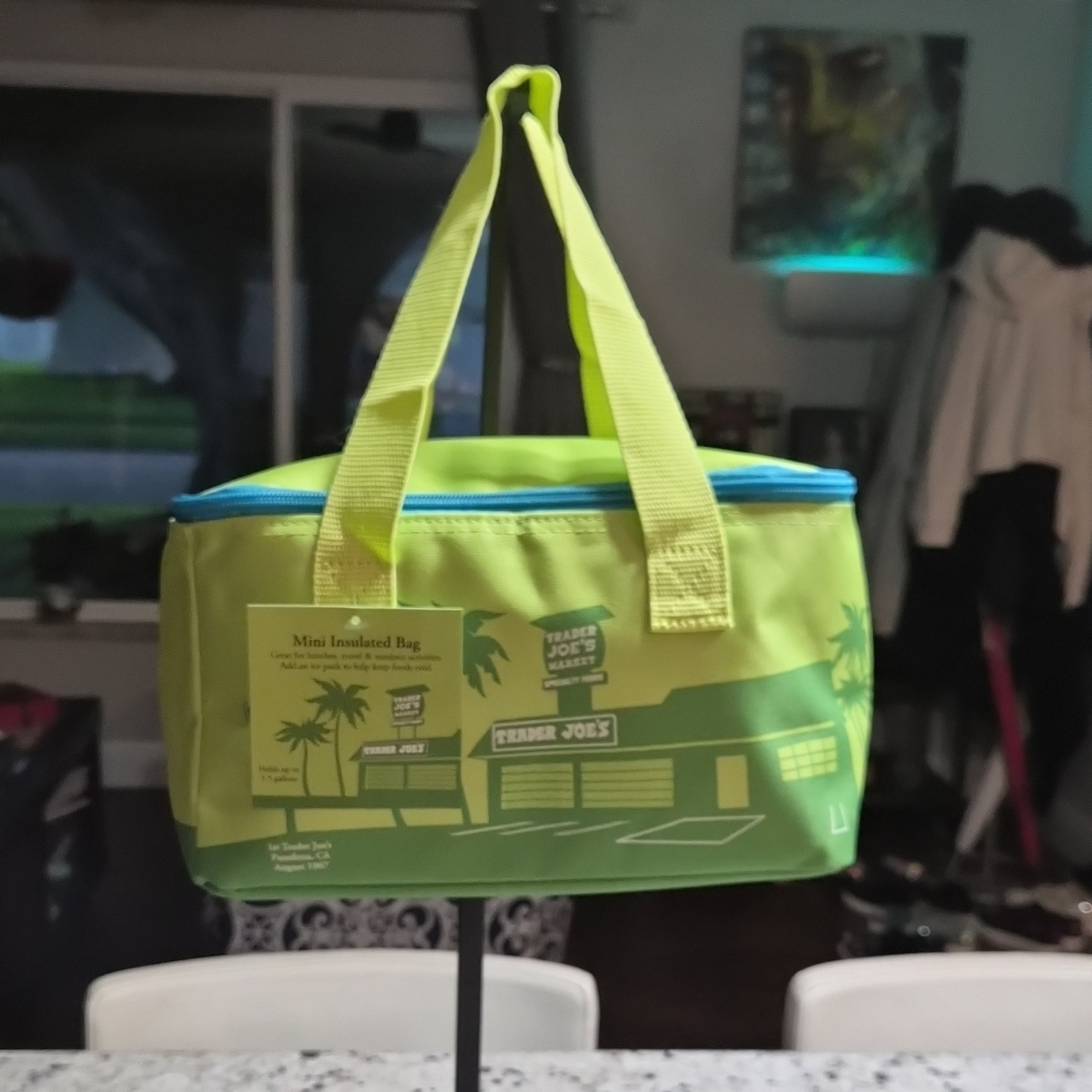 Trader Joe’s Mini Insulated Reusable Shopping Bag Green Yellow Blue 2026