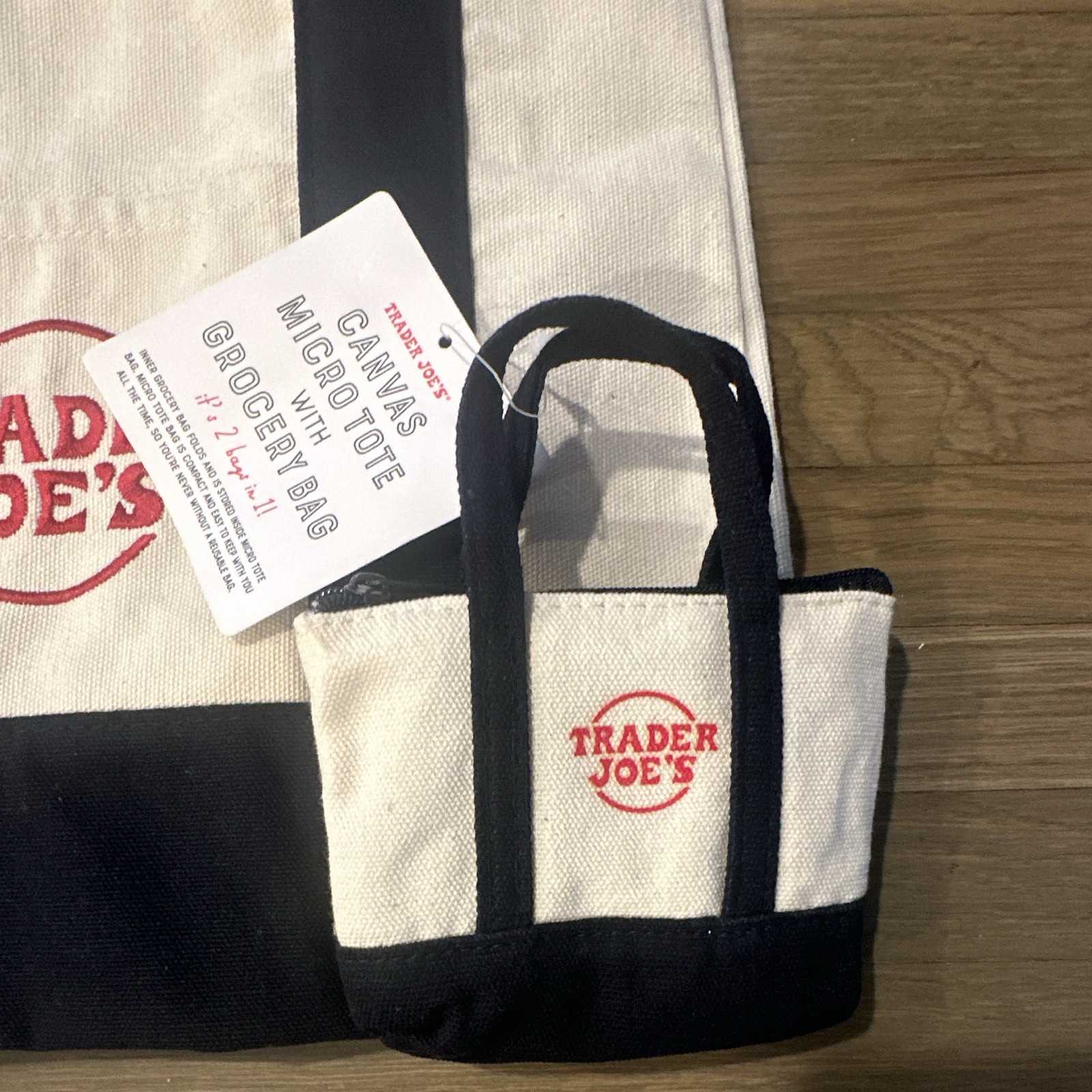 Navy Trader Joe’s Reusable Tote Shopping Bag Classic Mini Micro