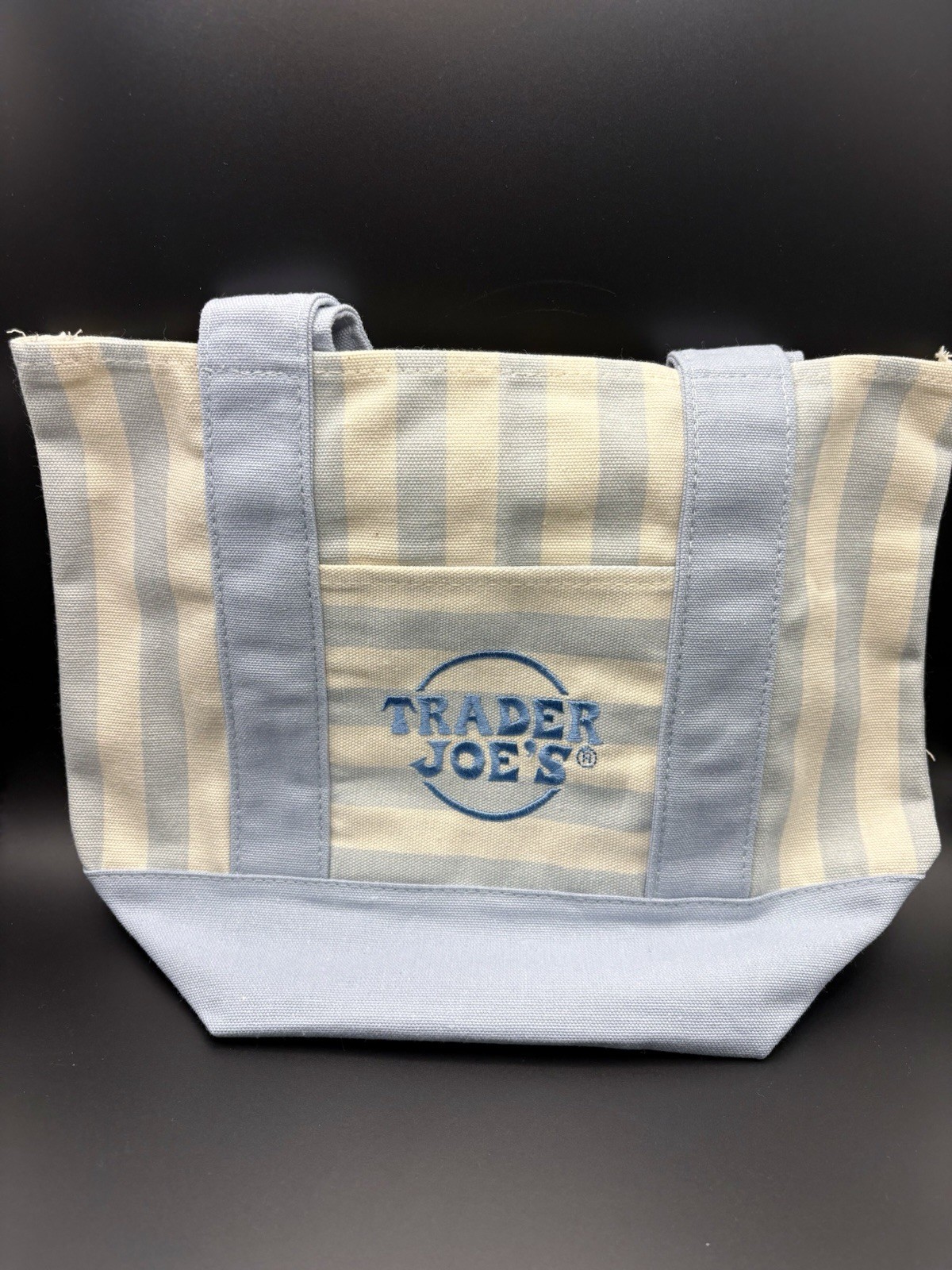 Trader Joe’s Lot of 4 Striped Canvas Mini Tote Bags Multicolor 13x6x11 in