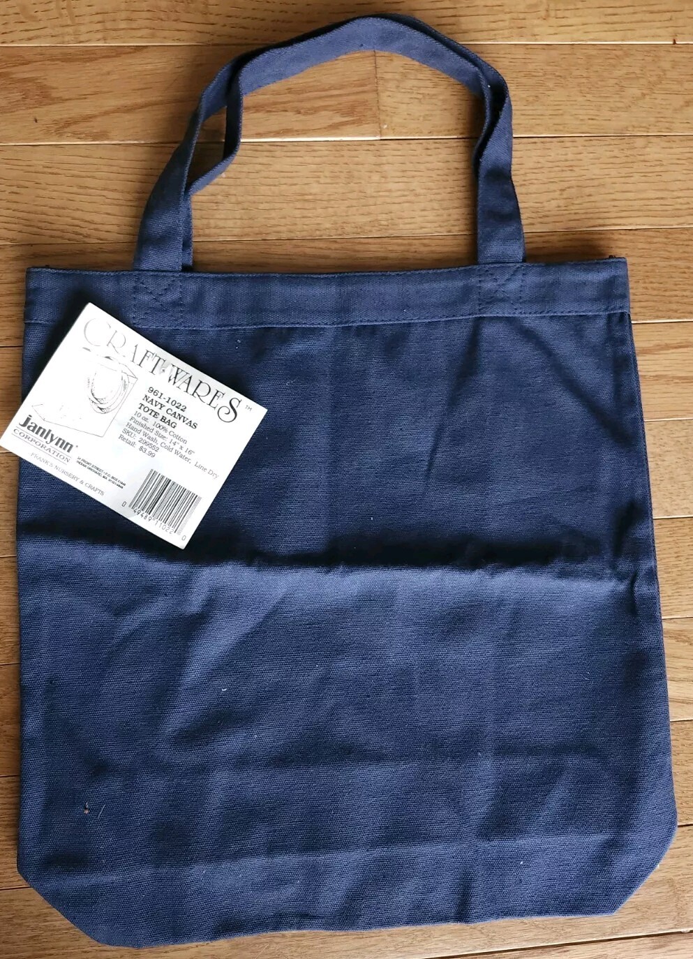 NEW Canvas Tote Bag 10oz. 100% Cotton 14×16″ NAVY #299552 961-1022 Janlynn NWT