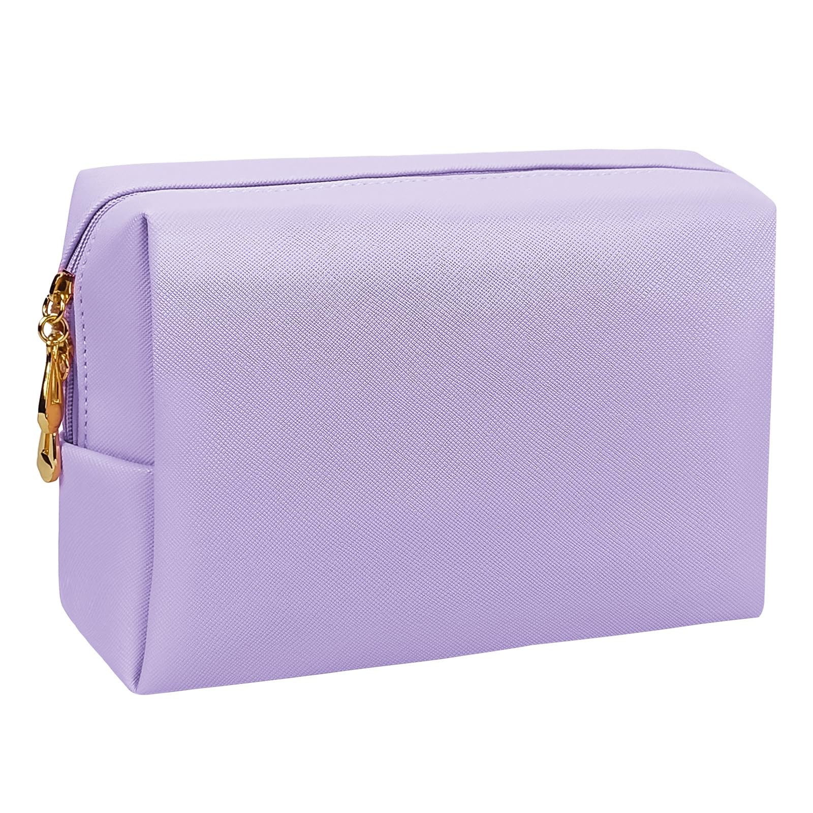 SMONT Makeup Bag for Women, PU Leather Cosmetic Pouch Skincare Light Purple
