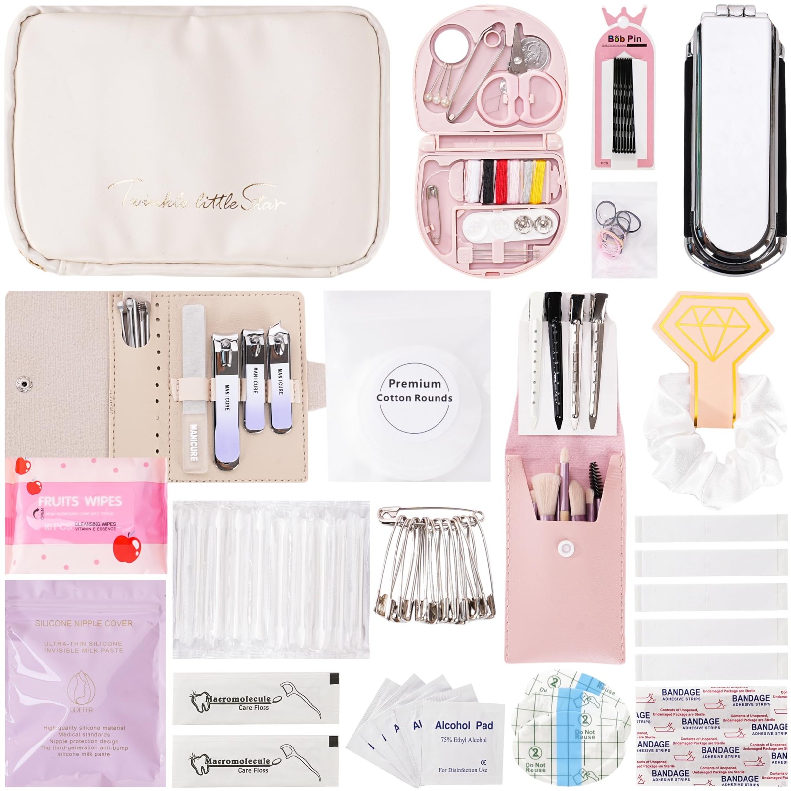 Wedding Day Emergency Kit for Bride, 39 Pc Essential Items Brides White