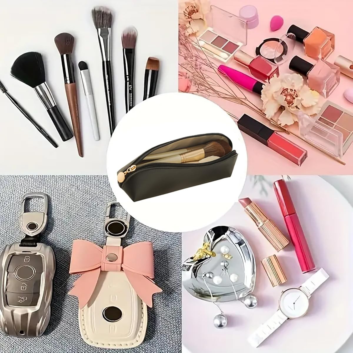 Tangseajiao 1 Pc Black Small Makeup Brush Pouch, Travel