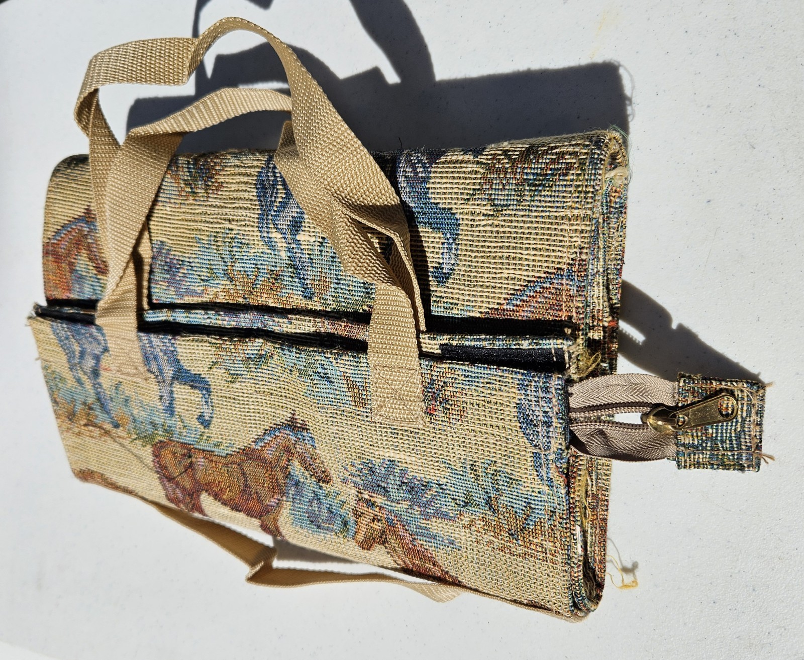 Tapestry Shopping Travel Tote with Wheels Folding Shopping Cart 22.5 X 6 X 13.5