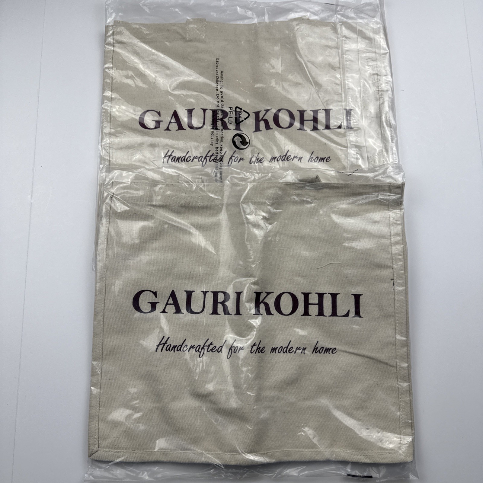 Set Of 2 Gauri Kohli Va is Tote Bag New About 16×14 Inches Ivory