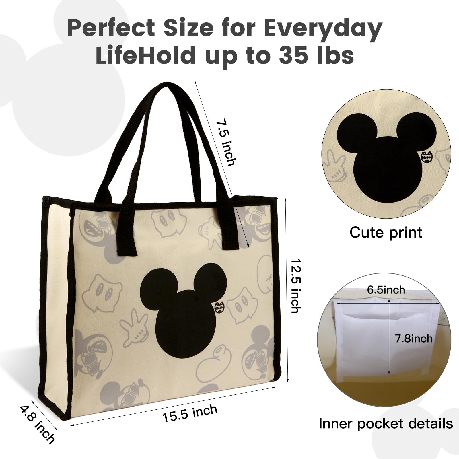 Cute Canvas Tote Bag Aesthetic for Women,Reusable Cloth Bags Shoulder Bag for…
