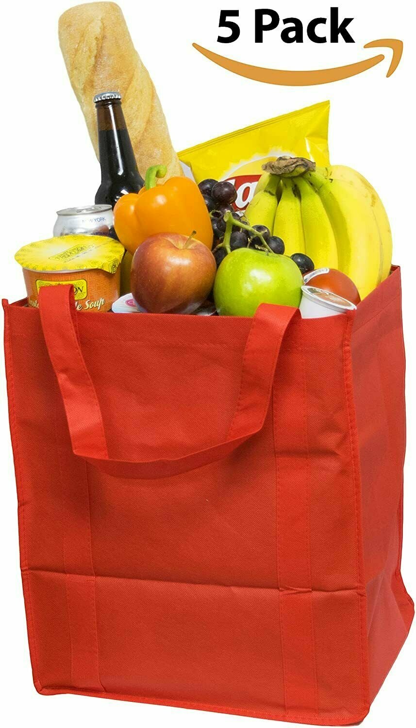 Heavy Duty Tote Bag Reusable Recyclable Eco-Friendly Non-Woven Bag – 5CT