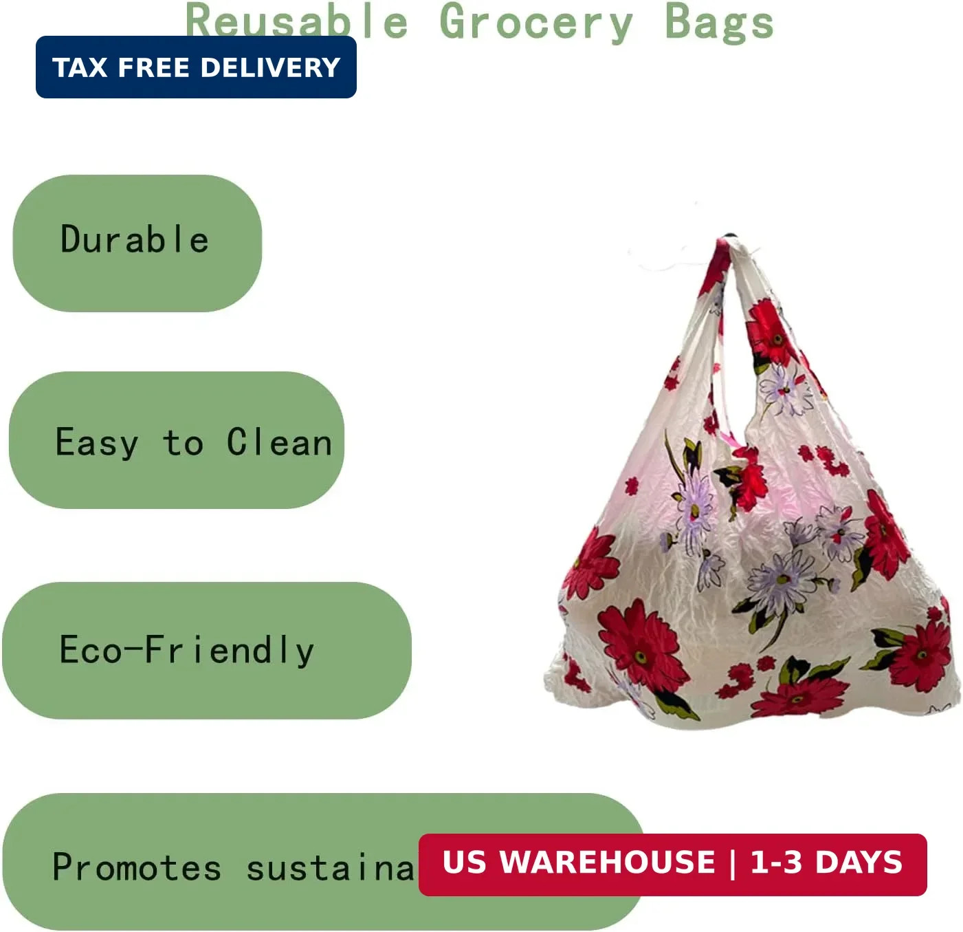Reusable Scalable Tote Grocery Bags,Eco-Friendly Foldable Shopping Bags with Sto