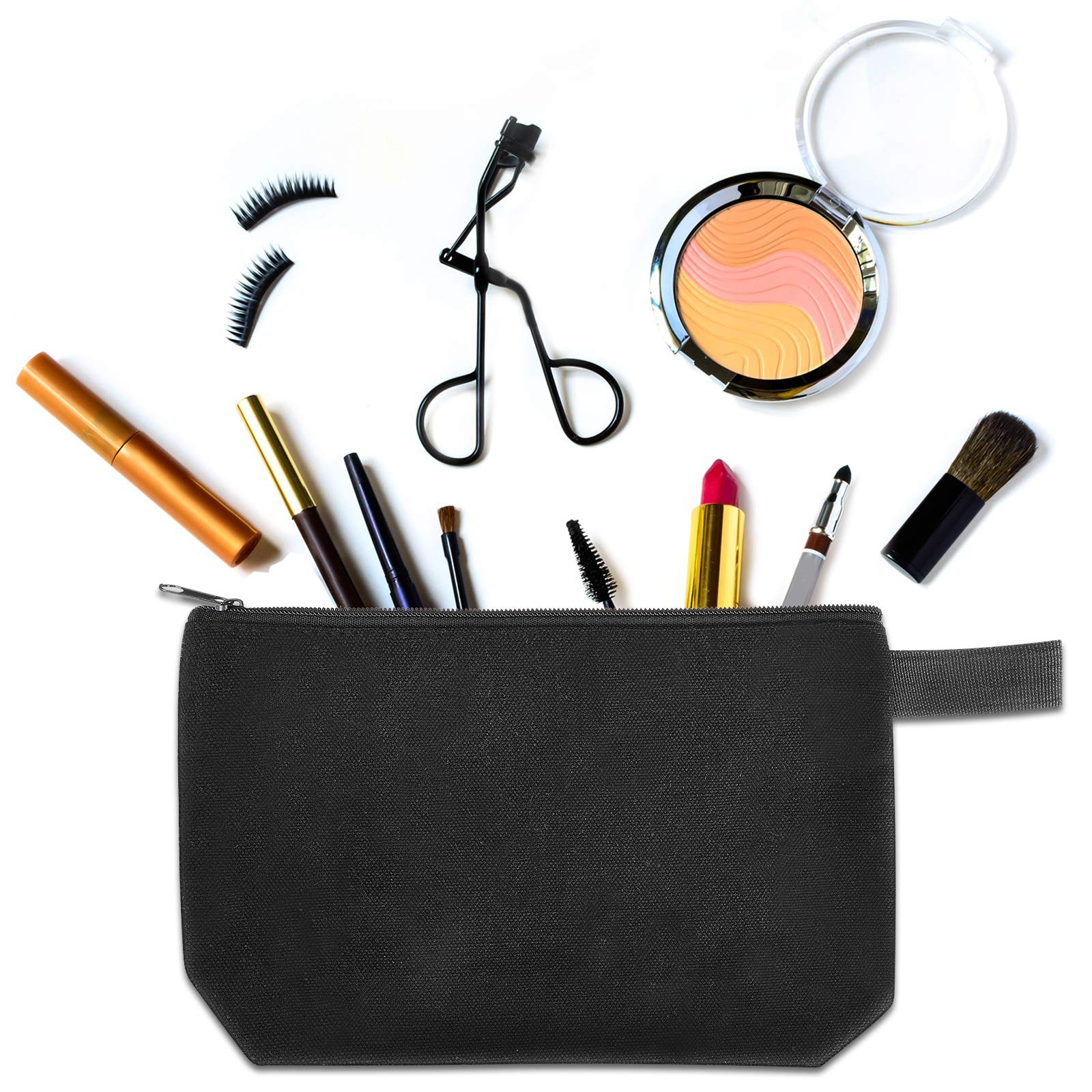 Weewooday 8 Pack Canvas Zipper Pouch Bulk 11.8 x 7.48 x 2.76 Inches, Black