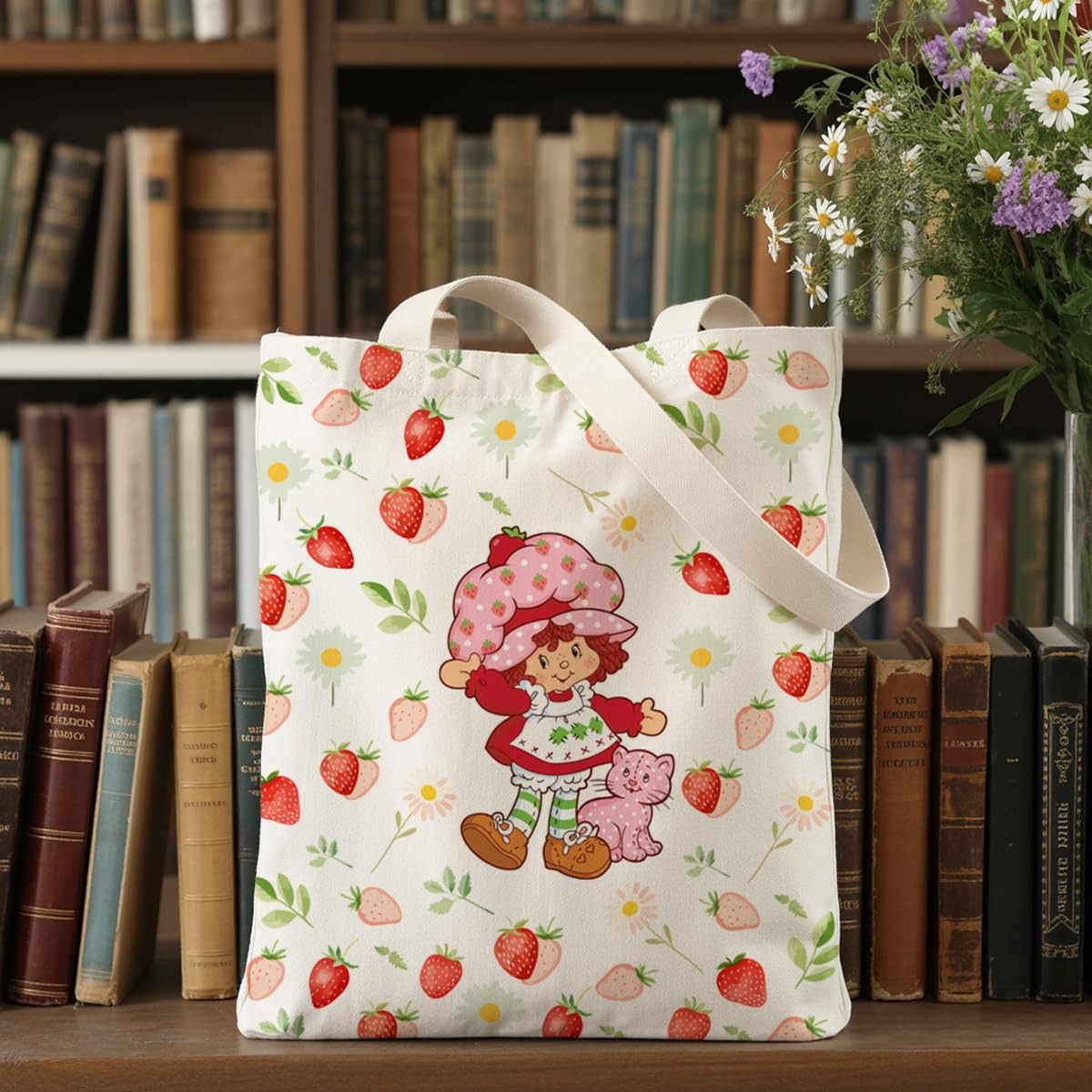 Cute Strawberry Tote Bag for Women, Kawaii Accessories Strawberry Gifts, Reus…