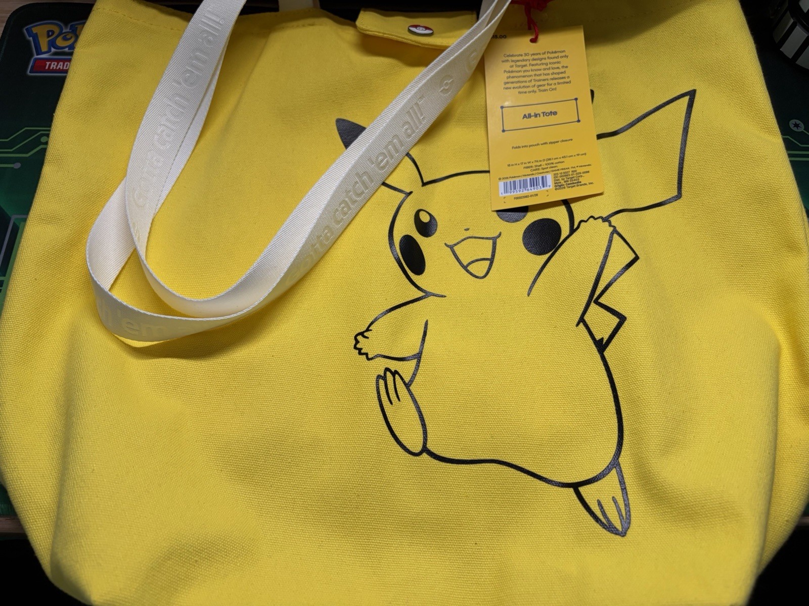Pokemon X Target Reusable Canvas Yellow All-in Tote Bag Pikachu 30th Anniversary