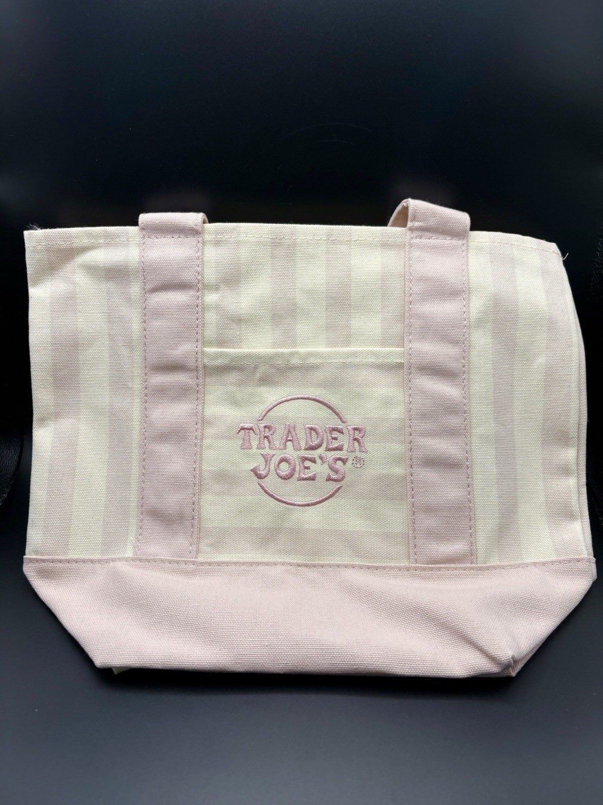 Trader Joe’s Lot of 4 Striped Canvas Mini Tote Bags Multicolor 13x6x11 in