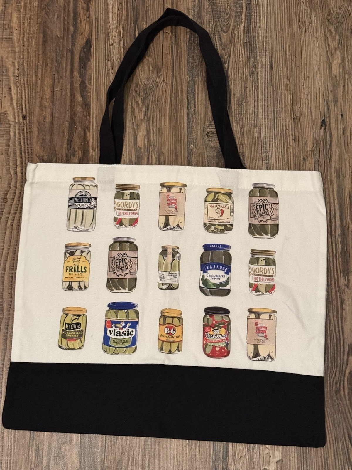 Reusable Canvas Pickle Tote Bag Grocery Bag Jar Pickles New Hard to Find
