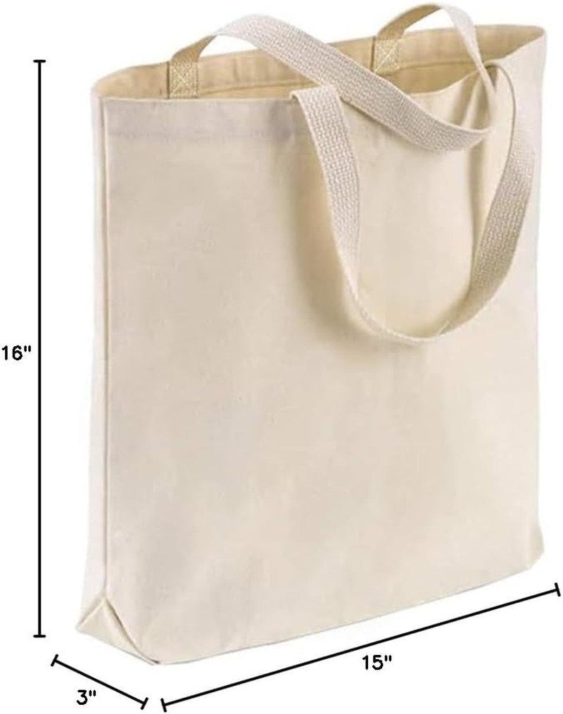 Wholesale Canvas Tote Bags, 15″W x 16″H x 3″G, Cotton Reusable Grocery Shopping