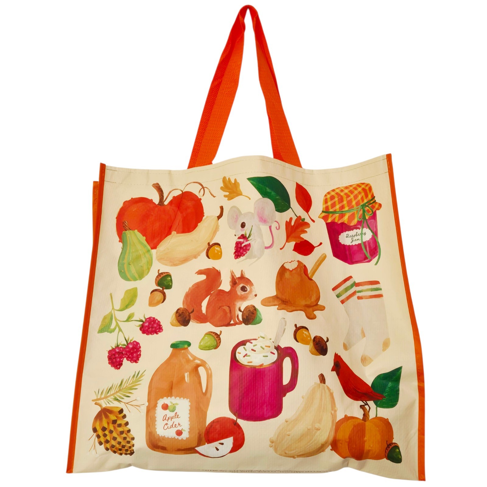 Fall Autumn Apples Cider Animals Gourds Tote Bag Reusable Home Goods Homegoods