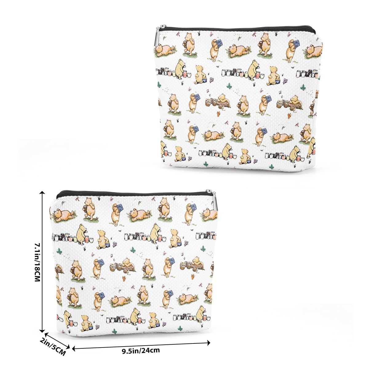 Cartoon Bear Inspirational Cute Makeup Bag 9.5 x 7.9 inches, Multicolor 0172