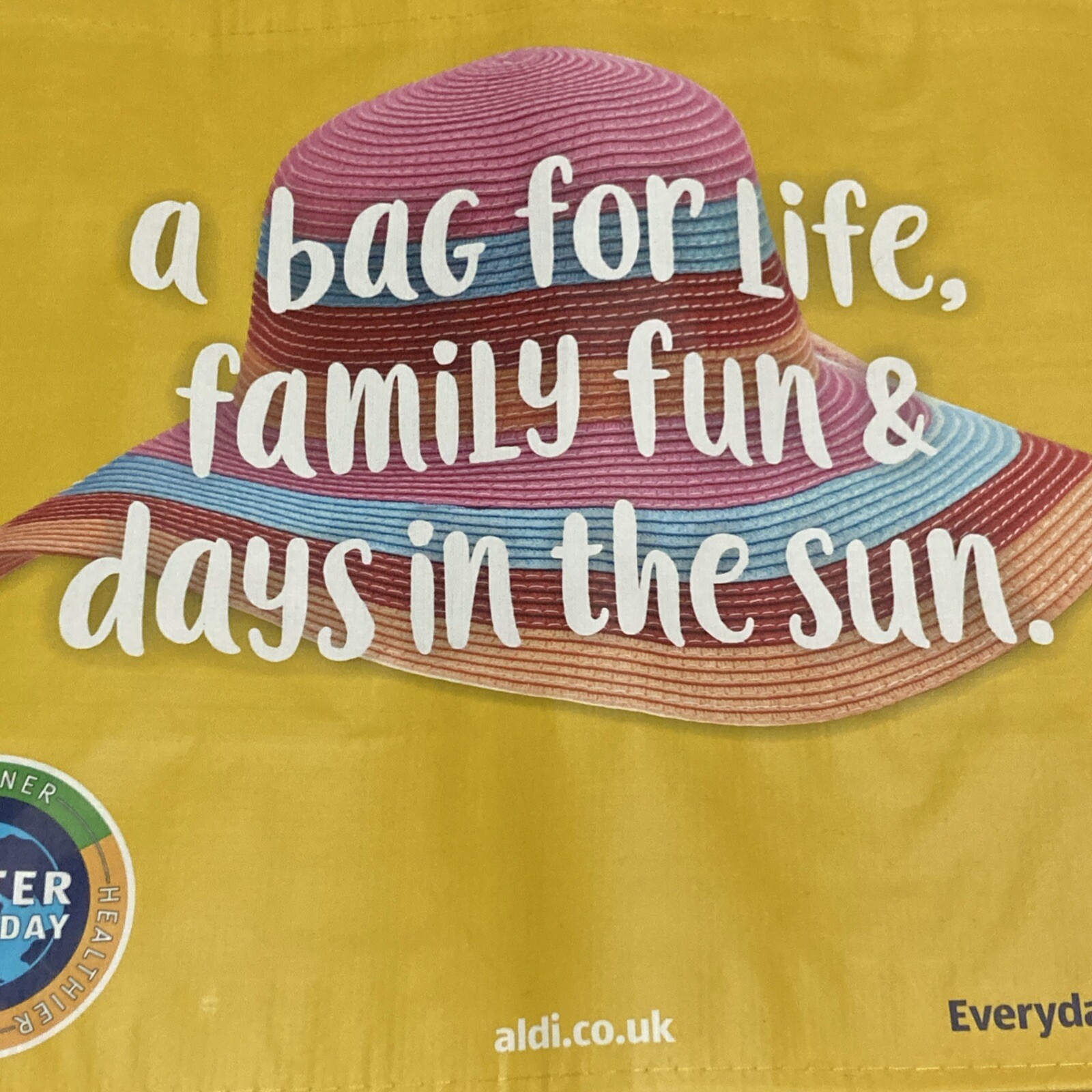 Aldi Broc My World Family Fun Tote Bag Life Yellow New Broccoli Hat Sun Shopper