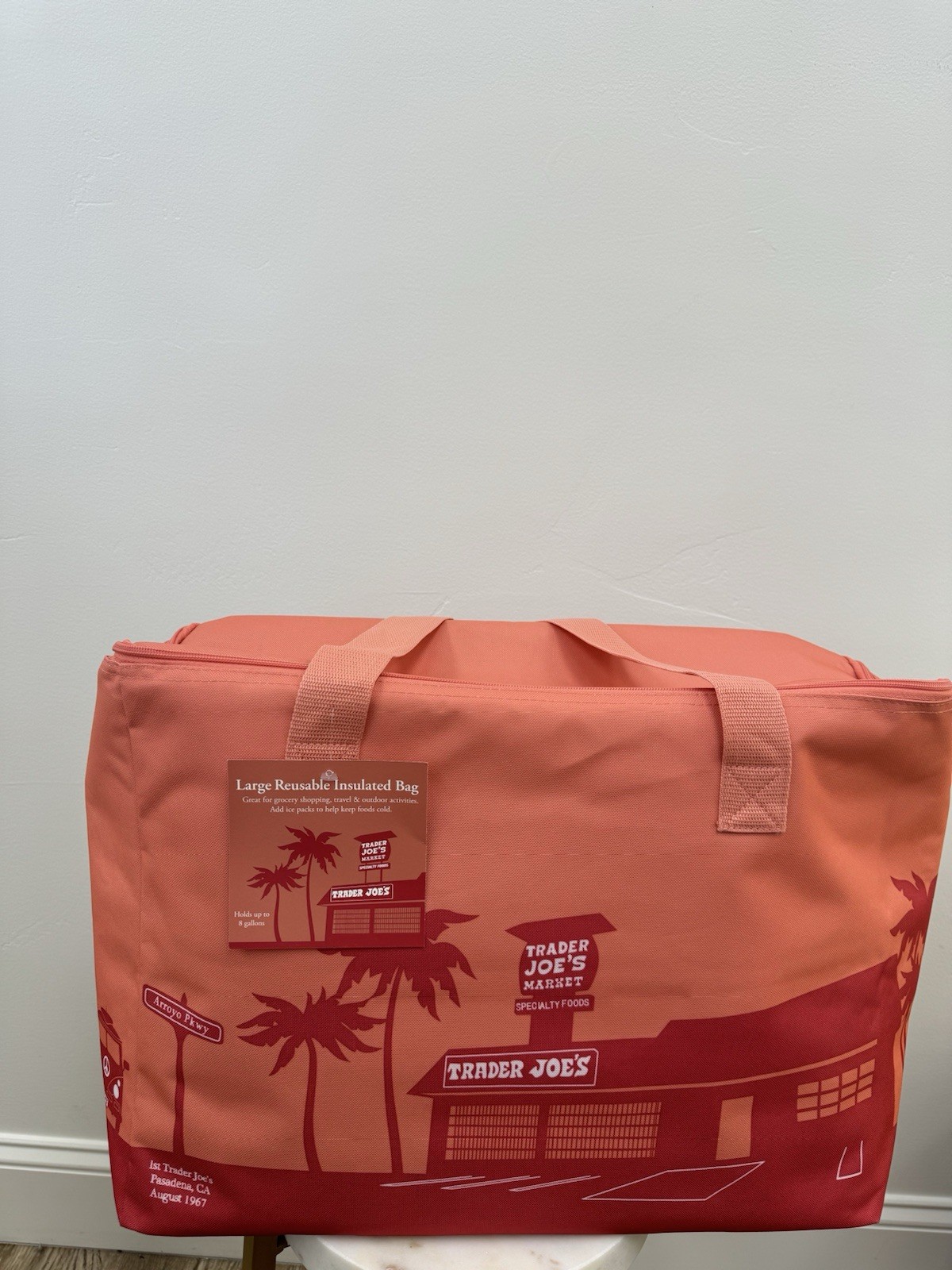 NEW Peach Trader Joe’s Large Insulated Reusable Tote Bag 8 Gallon Cooler Bag
