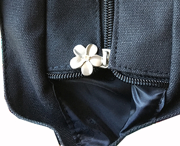 Hawaiian Canvas Black Tote Bag Handbag Hawaii Shop Travel Pink Hibiscus Floral S